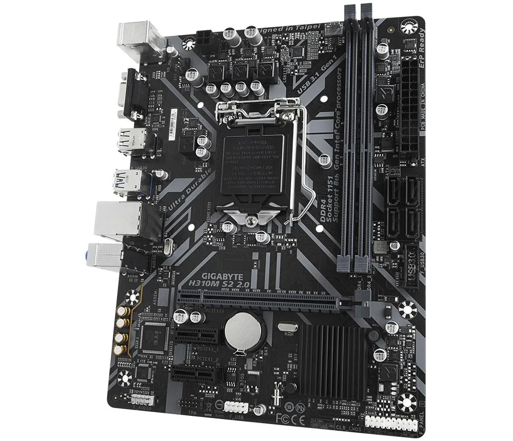 GIGABYTE GIGABYTE GA H310M S2 2.0 rev. 1.0 Intel H310 DDR4 SATA Micro-ATX motherboard — photo du produit