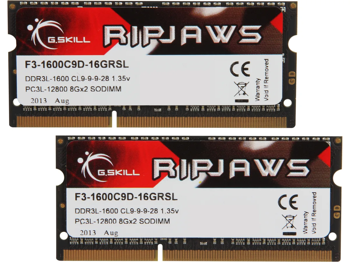 G.SKILL G.SKILL F3-1600C9D-16GRSL 16GB (2 x 8GB) DDR3L 1600 CL9 laptop RAM — productfoto