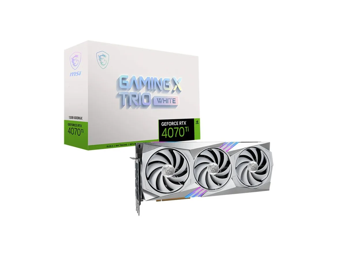 MSI MSI GeForce RTX 4070 Ti Gaming X Trio White 12G 2745 MHz graphics card — photo du produit