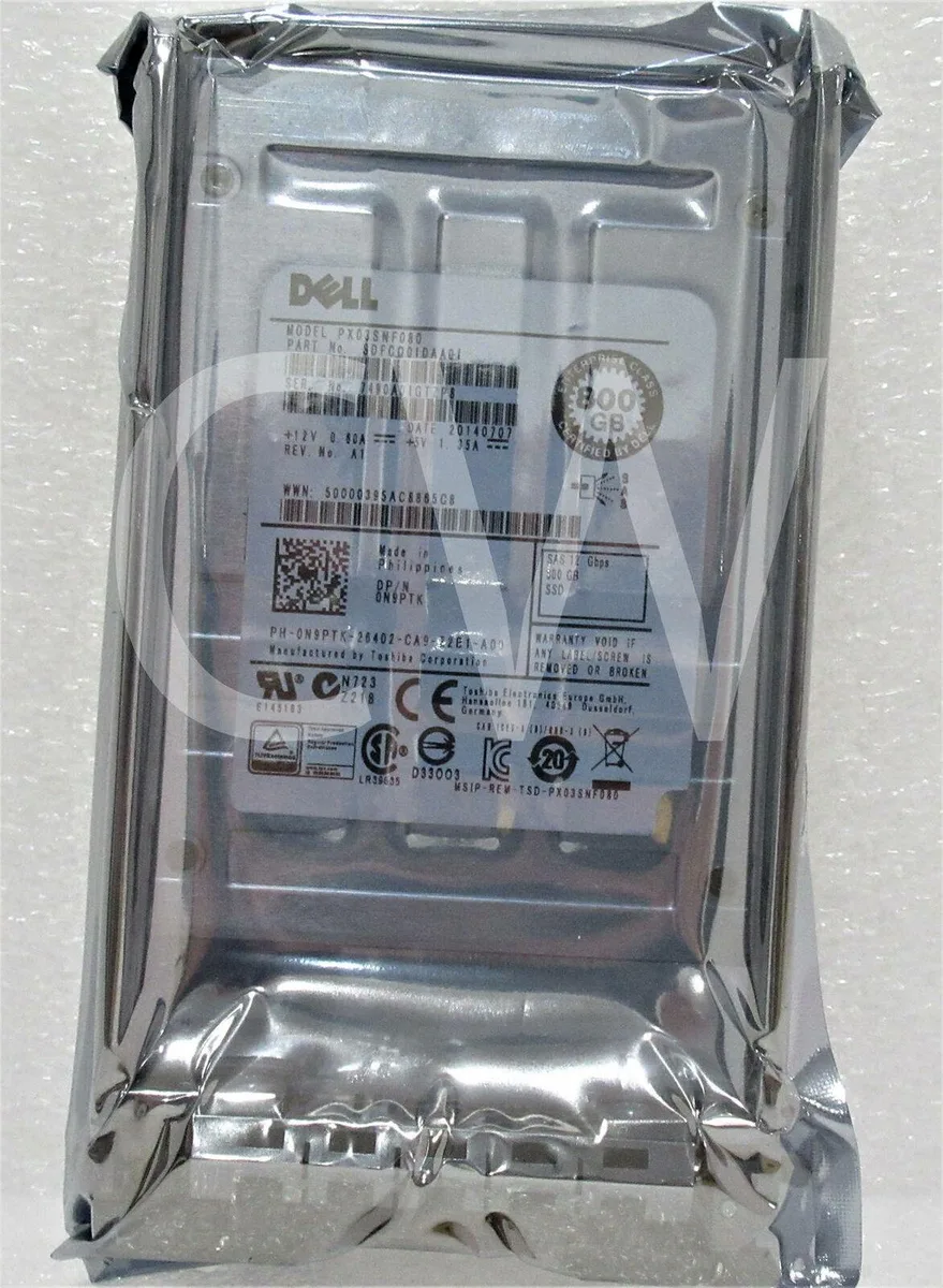 2.5 inch SAS solid state drive in silver metal caddy