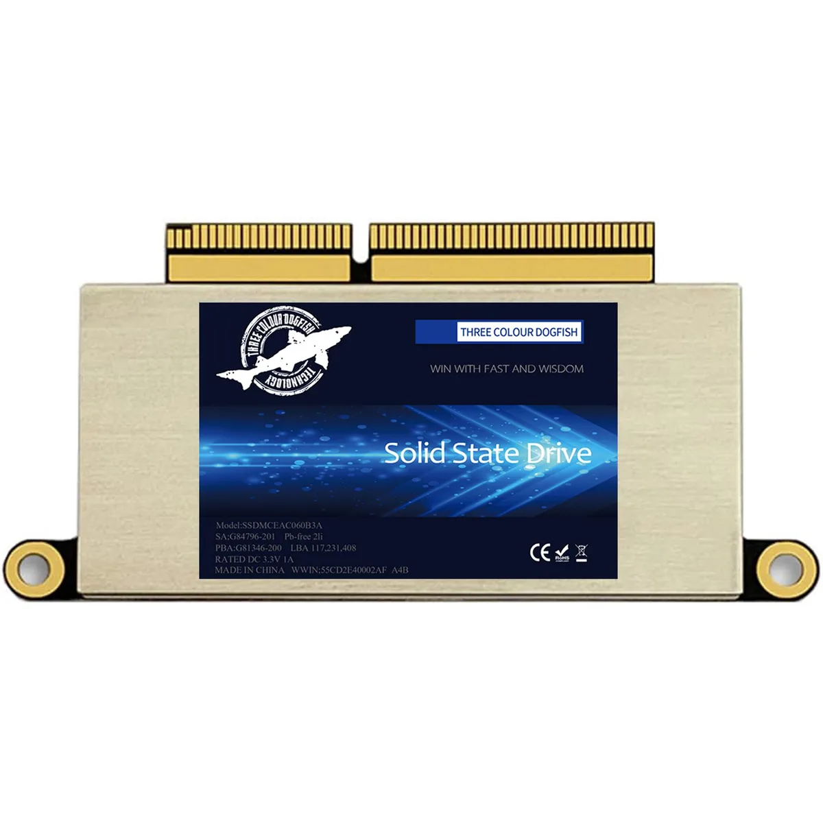 THREE COLOUR DOGFISH THREE COLOUR DOGFISH 256GB PCIe 3.0 internal SSD for MacBook Pro A1708 — product photo