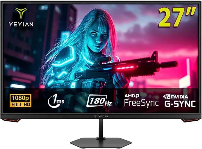 27 inch flat IPS gaming monitor in black with ultra slim bezel