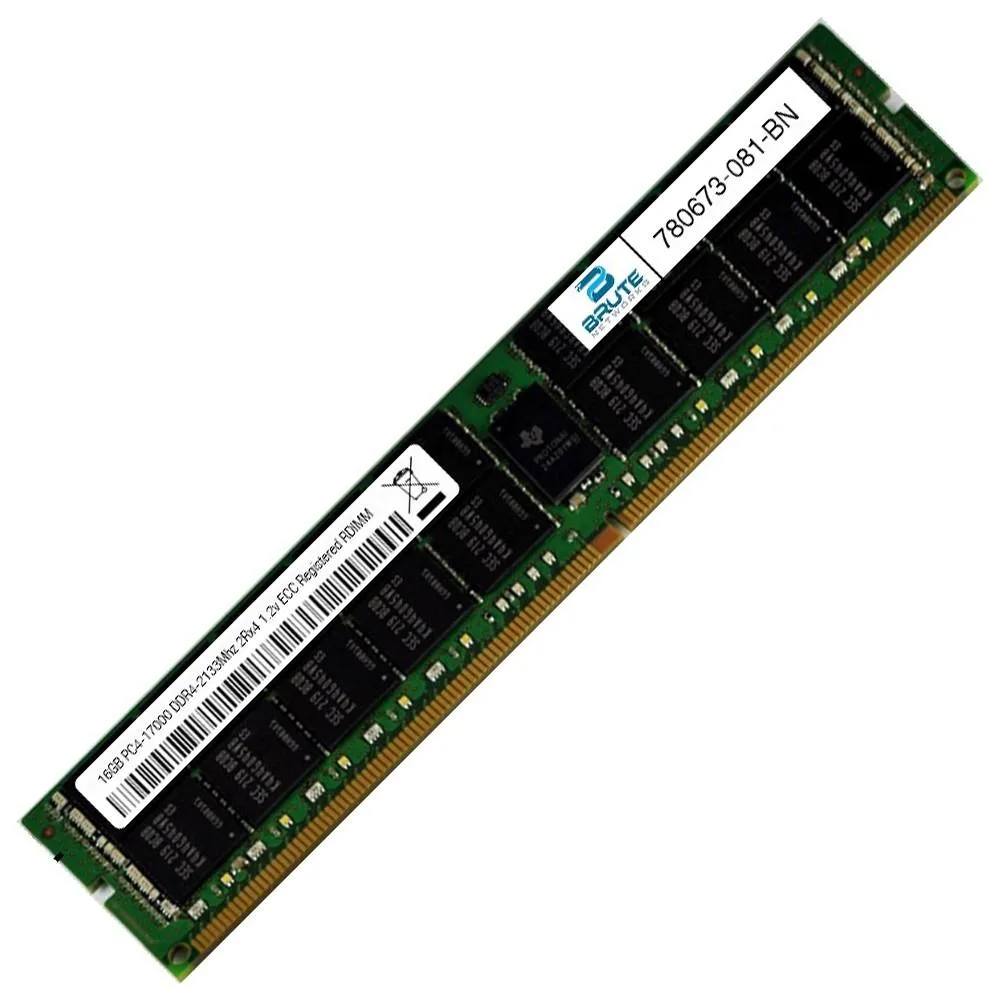 Brute Networks Brute Networks 780673-081 HP Compatible 16GB DDR4-2133 ECC Registered RDIMM 2Rx4 CL15 1.20V — photo du produit