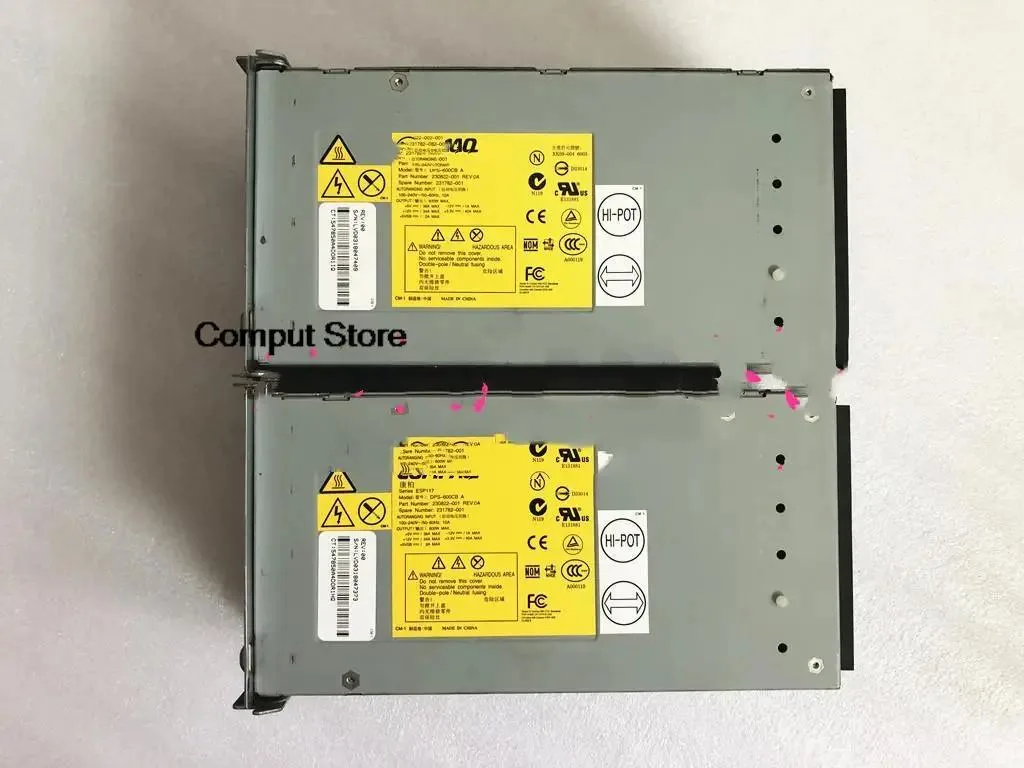 Rectangular silver ATX power supply unit with rear fan grille and power connectors
