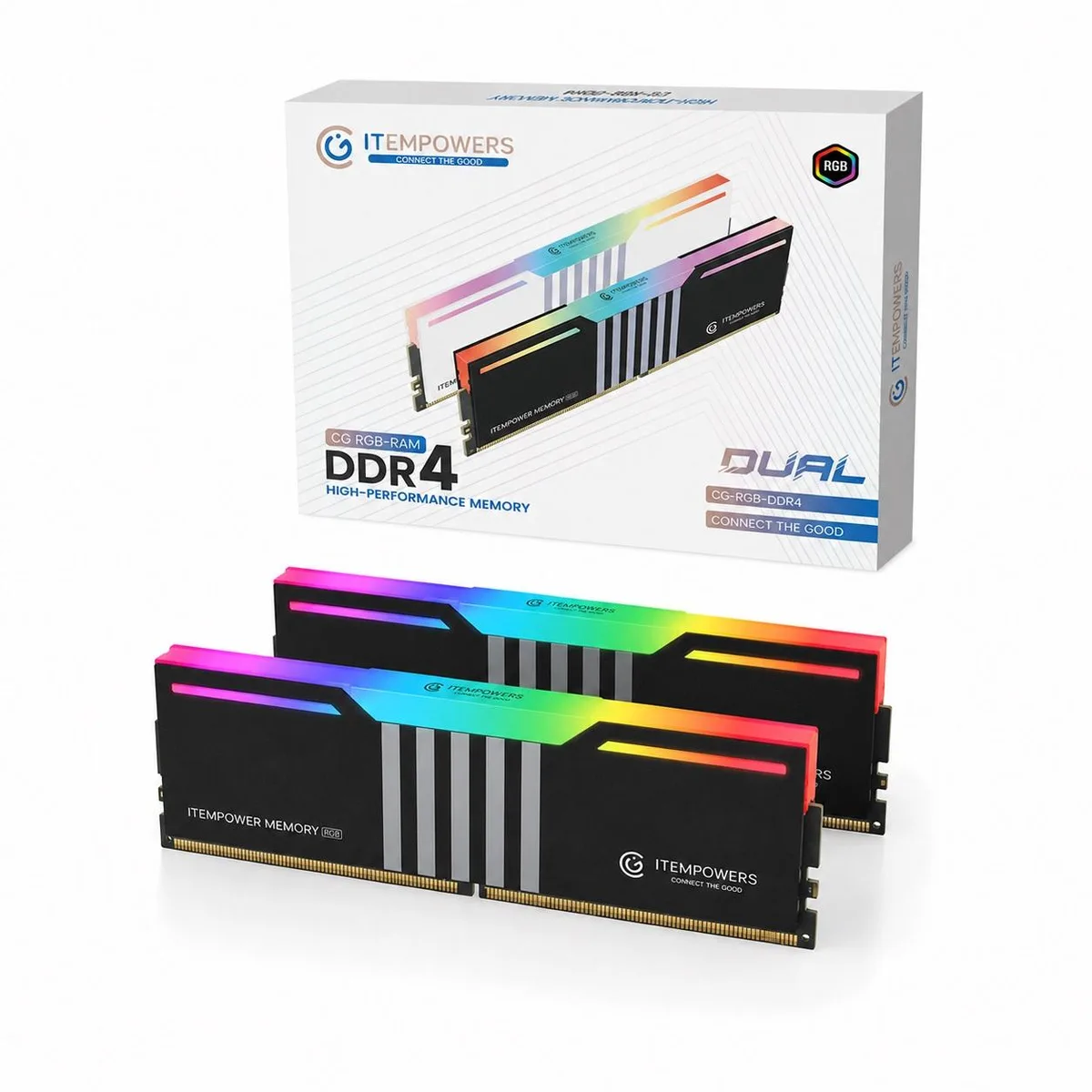 ITEMPOWERS ITEMPOWERS IPRGB02DR41632BK 32GB (2x16GB) DDR4 3200MHz CL19 RGB Black desktop RAM — product photo