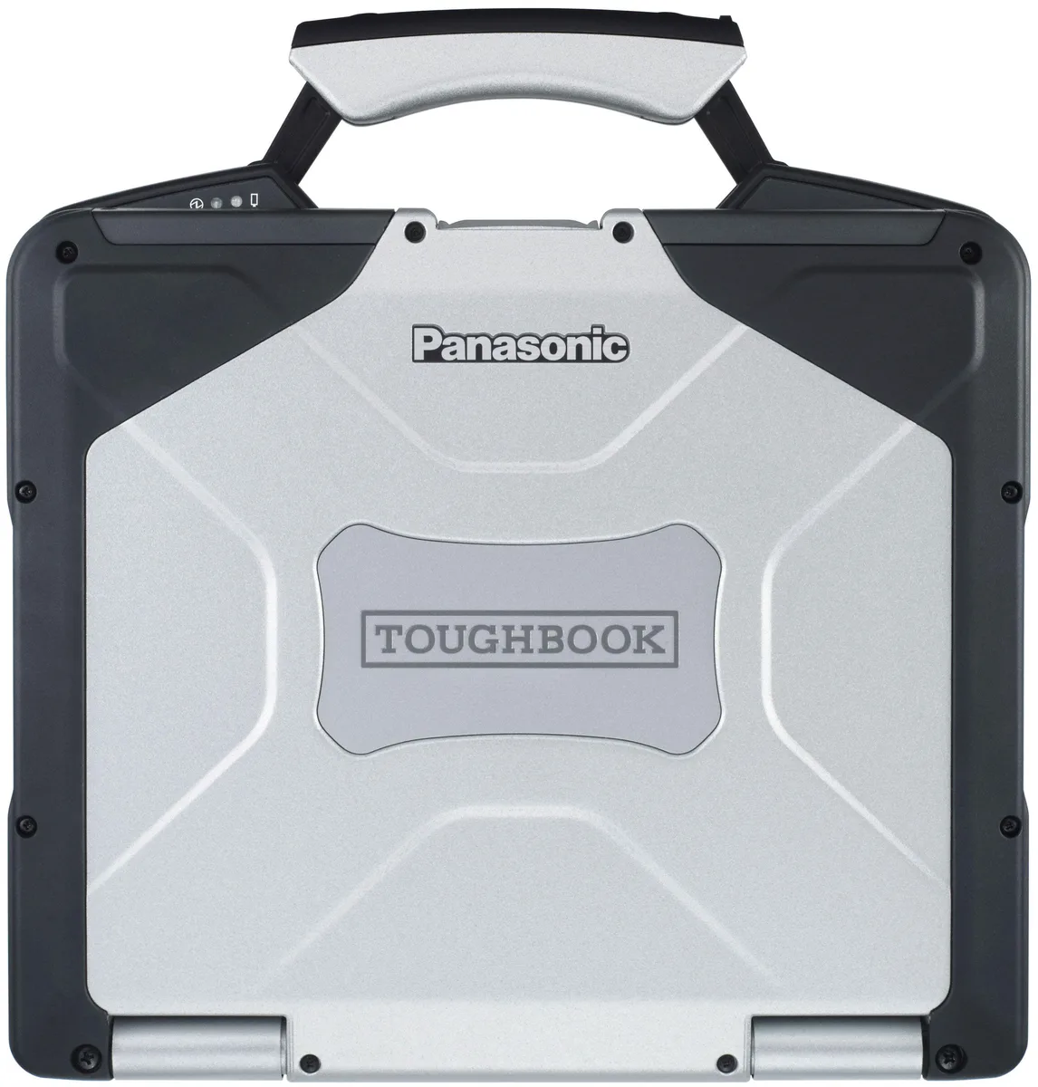 Rugged magnesium-alloy laptop with carry handle and 13.1-inch sunlight-viewable touchscreen