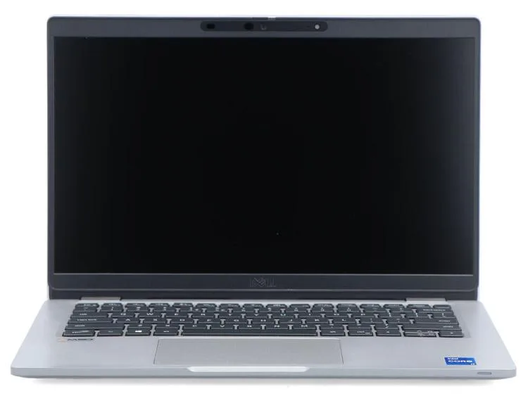 Silver 13.3 inch touchscreen laptop, slight wear visible