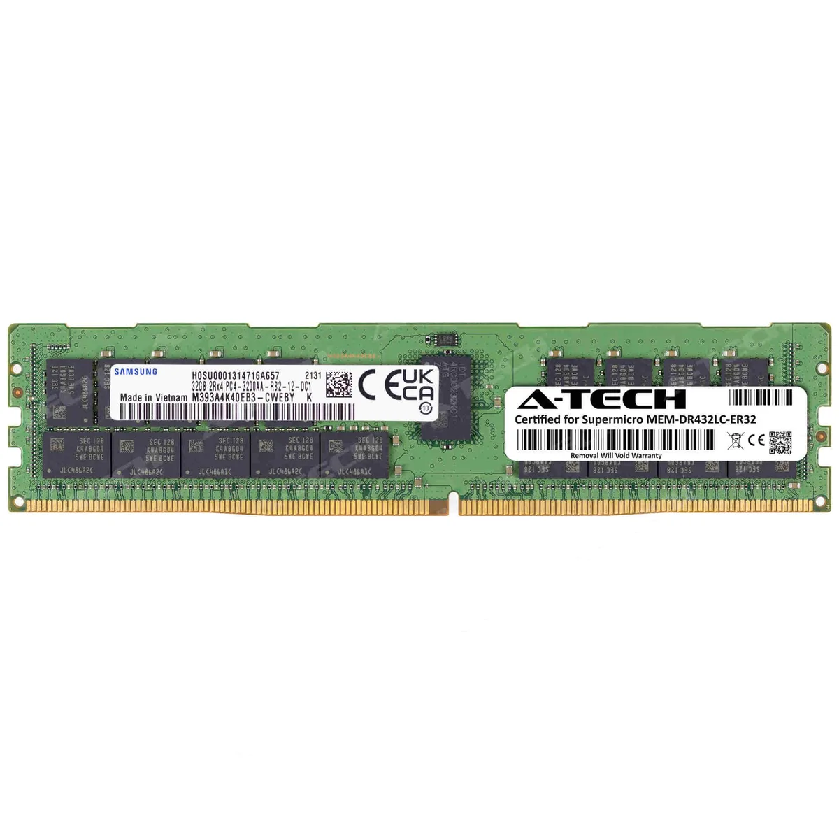 A-Tech A-Tech Supermicro Certified MEM-DR432LC-ER32 32GB DDR4 3200MHz 2Rx4 ECC RDIMM server RAM — foto produk