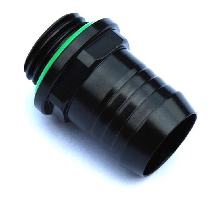 Matte black brass barb fitting with G1/4 thread and 1/2 inch hose barb