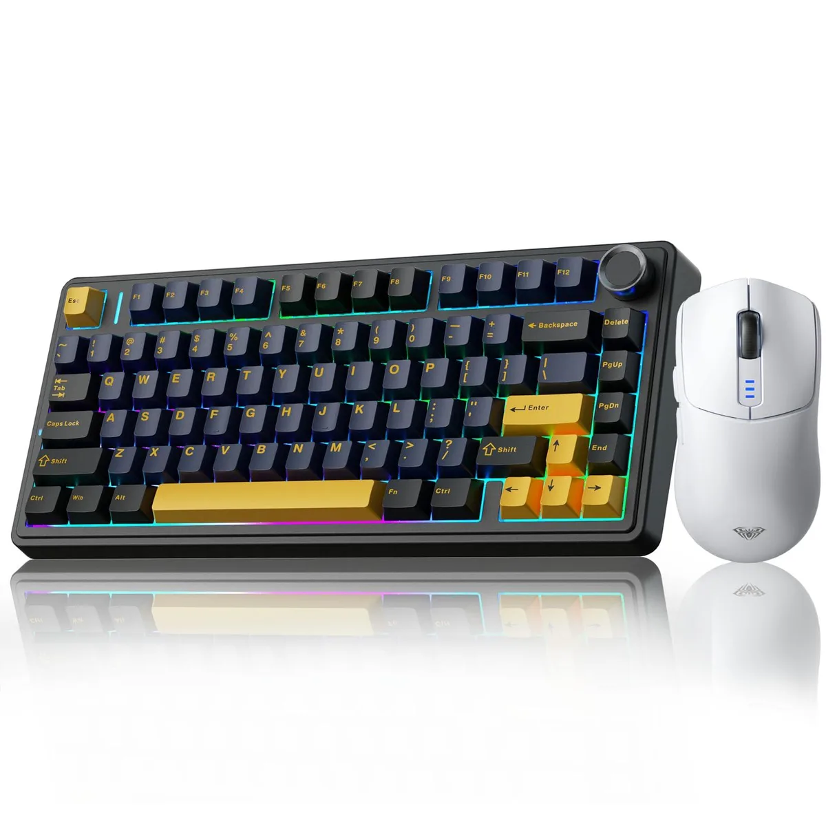 White 75% wireless mechanical keyboard and SC580 mouse combo