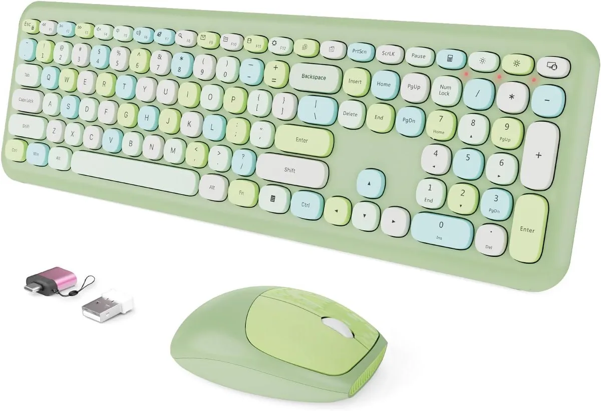 TUKO TUKO Wireless Gaming Keyboard and Mouse Combo Green 2.4GHz 33 ft 13 Hotkeys — produktbild