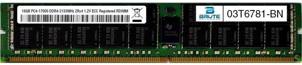 Brute Networks Brute Networks 16GB DDR4-2133 2Rx4 1.2V ECC Registered RDIMM 03T6781 — product photo