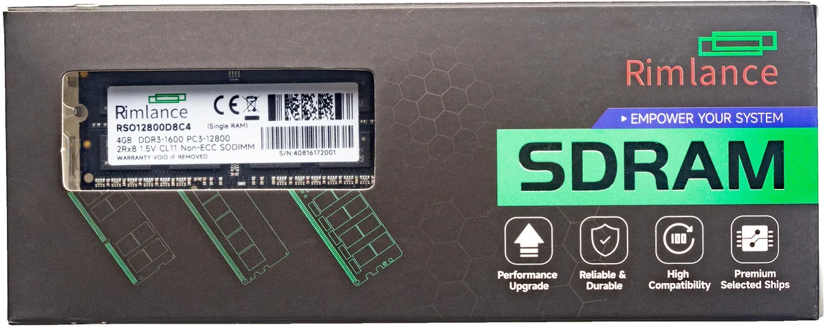 RIMLANCE RIMLANCE 4GB 1.5V DDR3 1600MHz PC3-12800 SODIMM 2RX8 laptop RAM — foto produk