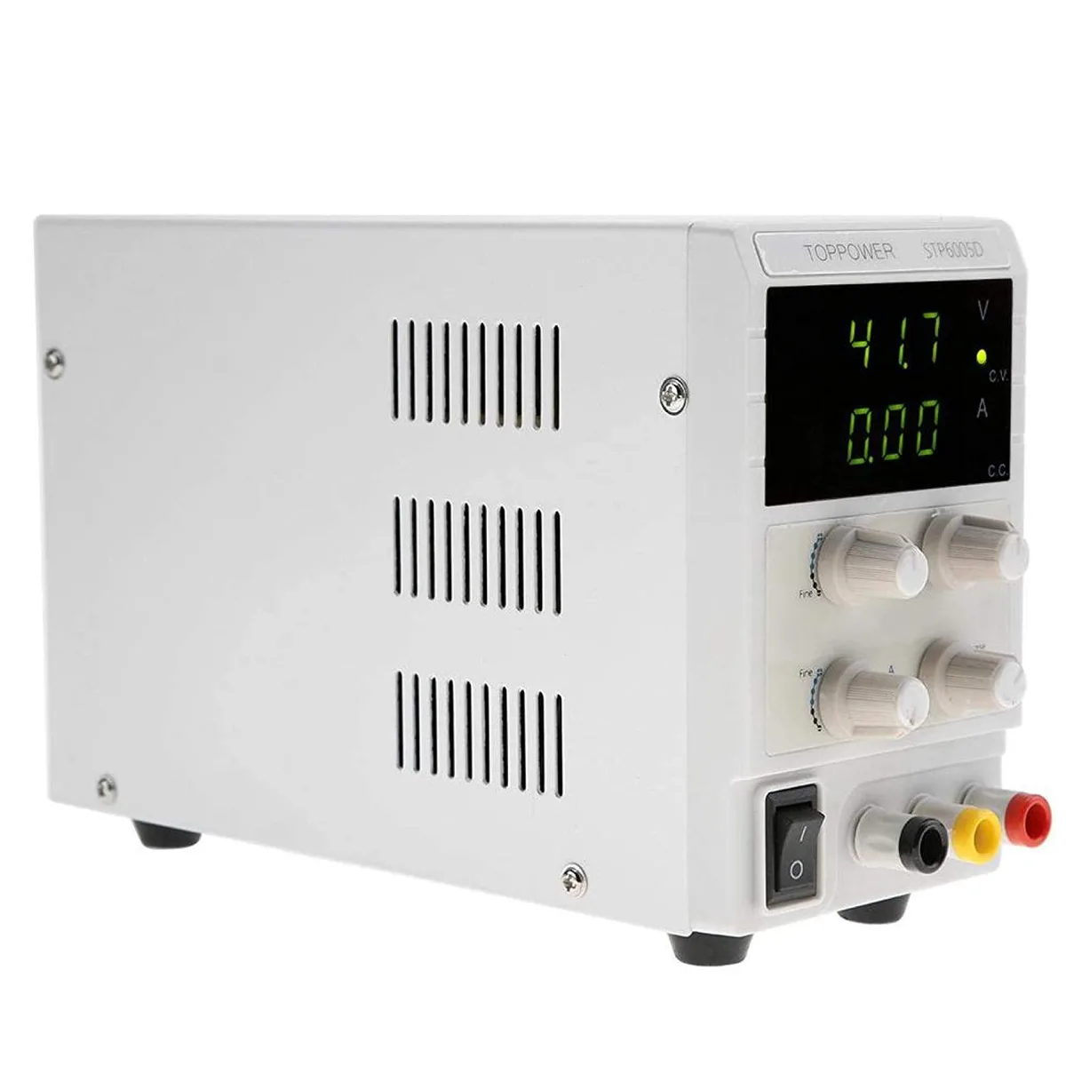 Rectangular bench power supply unit with dual LED displays and front panel controls