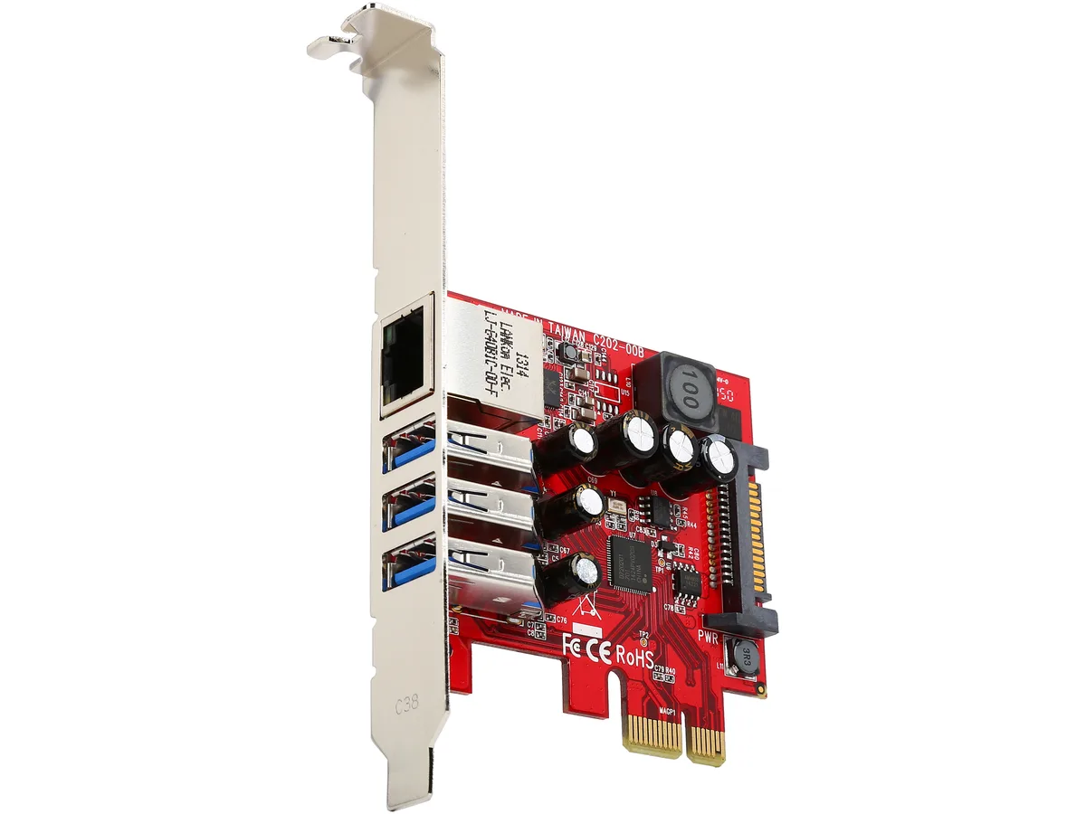 STARTECH STARTECH PEXUSB3S3GE 3-port USB 3.0 + Gigabit Ethernet expansion card — foto produk