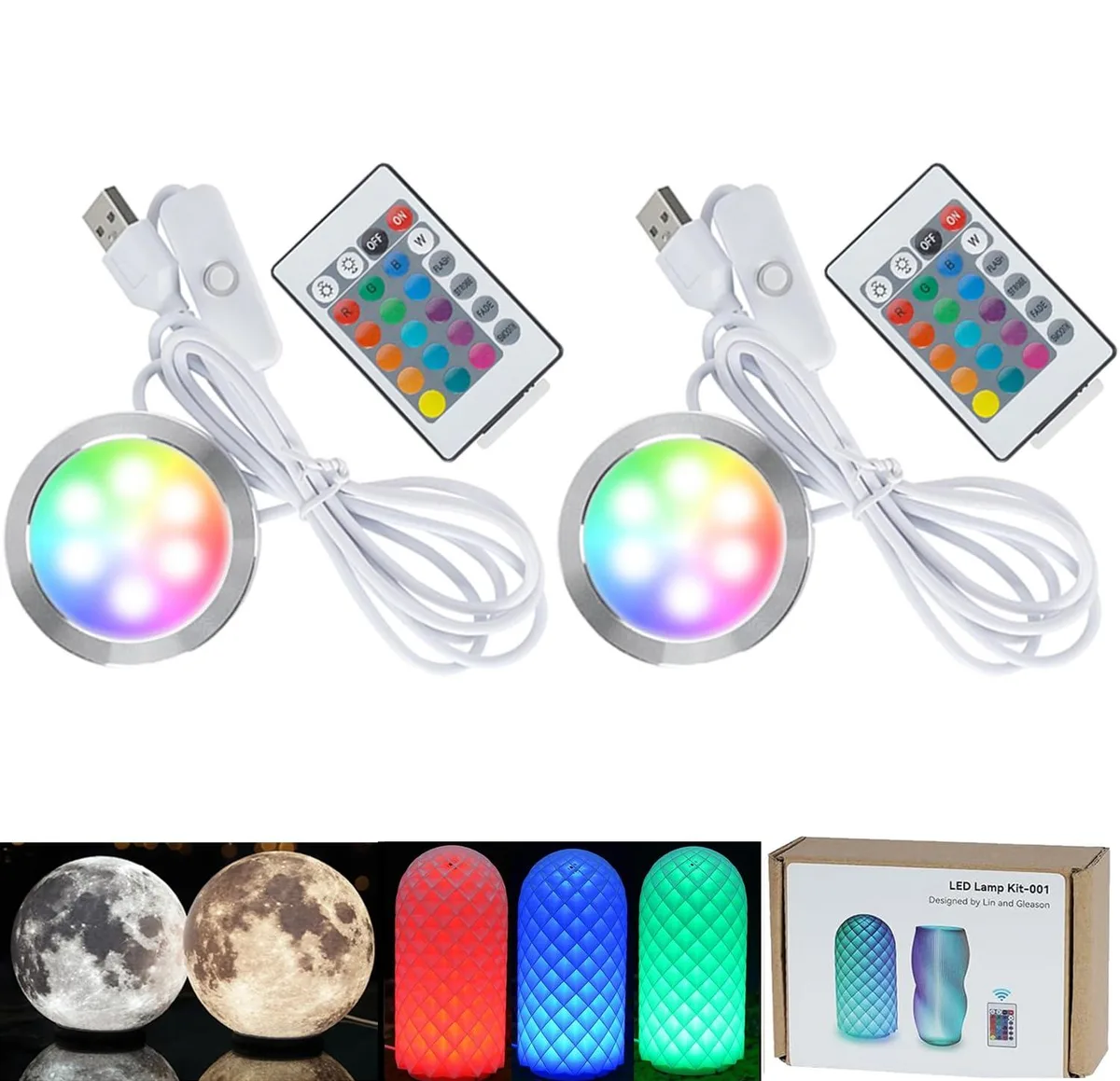  3DZWMAN ZWRGB12US 2 Pack 16 Colors LED Lamp Kit — foto del prodotto