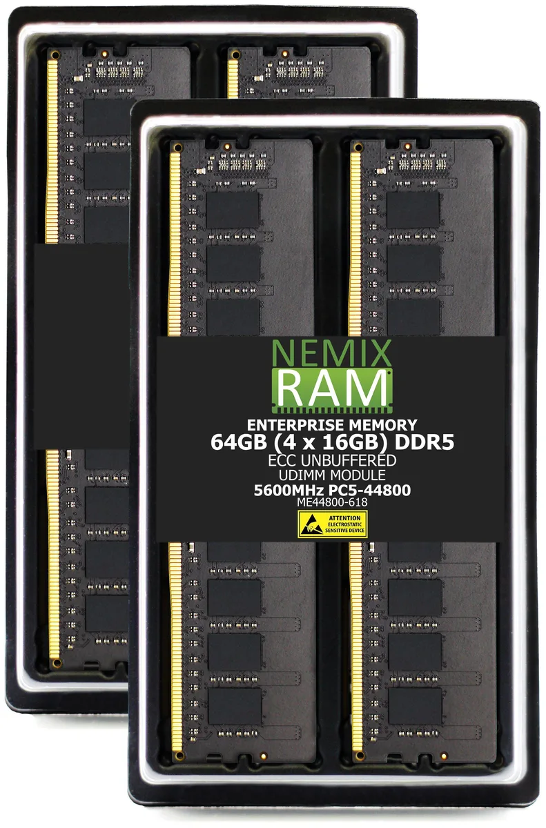 NEMIX RAM NEMIX RAM 64GB (4x16GB) DDR5 5600 CL46 ECC UDIMM ASUS ProArt X870E-CREATOR memory upgrade — produktbild