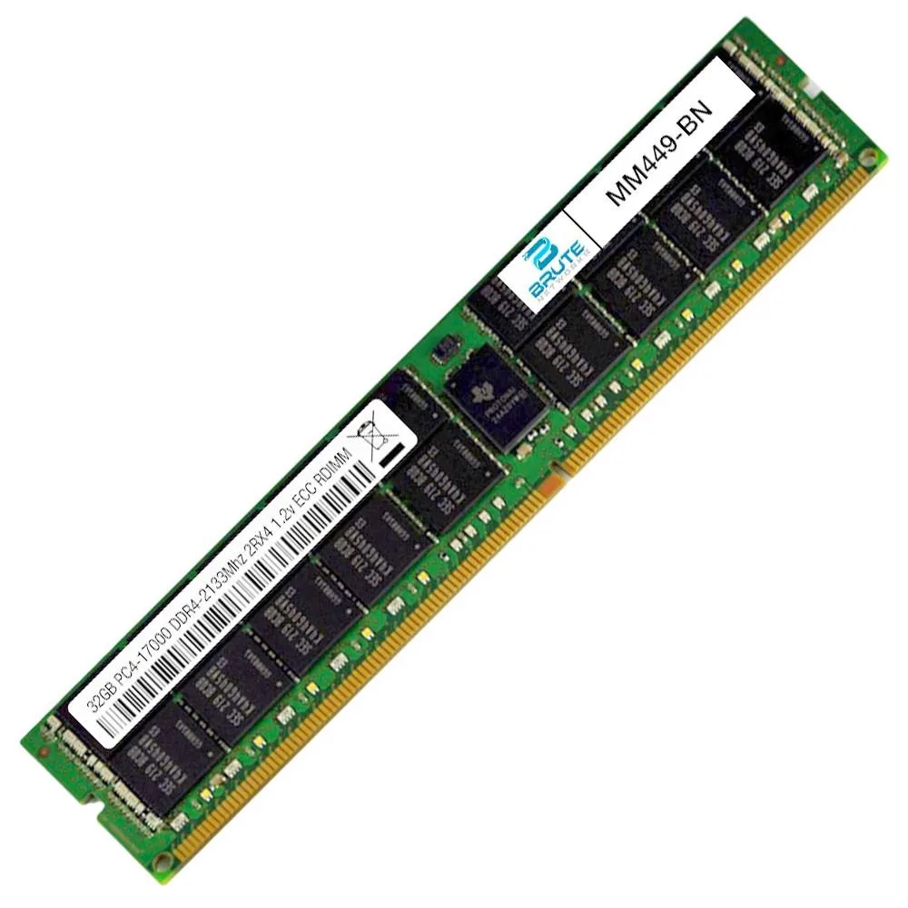 Green 288-pin DDR4 RDIMM with black chips and silver label