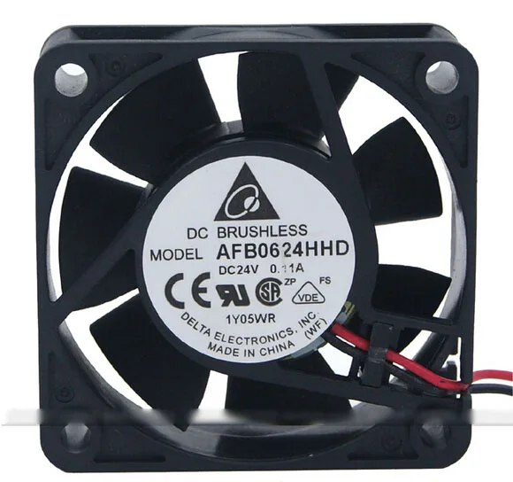 Black 60mm axial fan with two wires and ball bearing