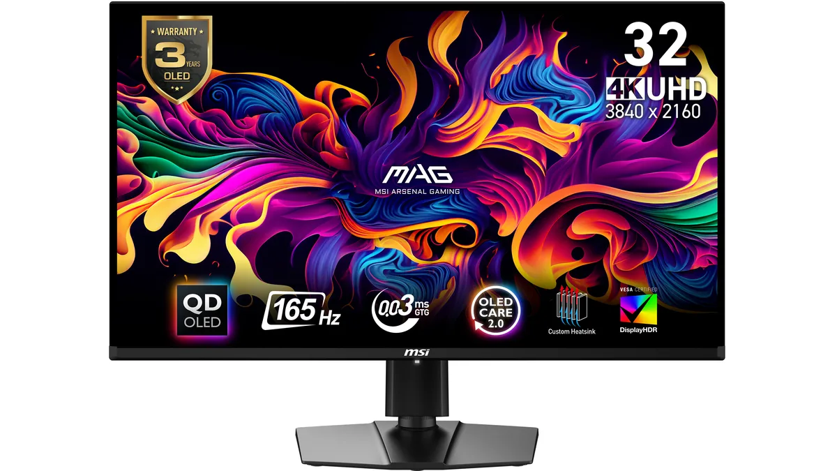 MSI MSI MAG 321UP QD-OLED 32" 4K 165Hz gaming monitor — product photo
