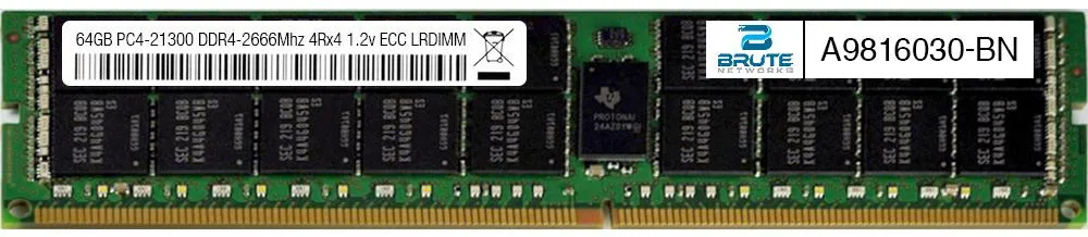 Green 288-pin DDR4 LRDIMM module with black memory chips and gold contacts