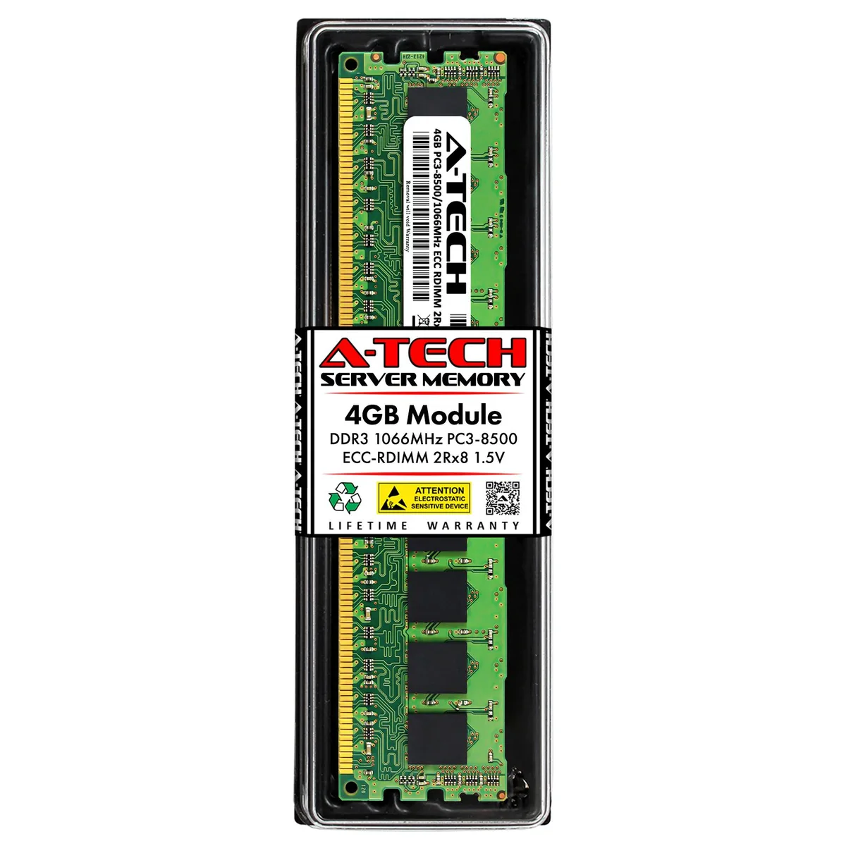 Green 240-pin DDR3 registered DIMM with black chips