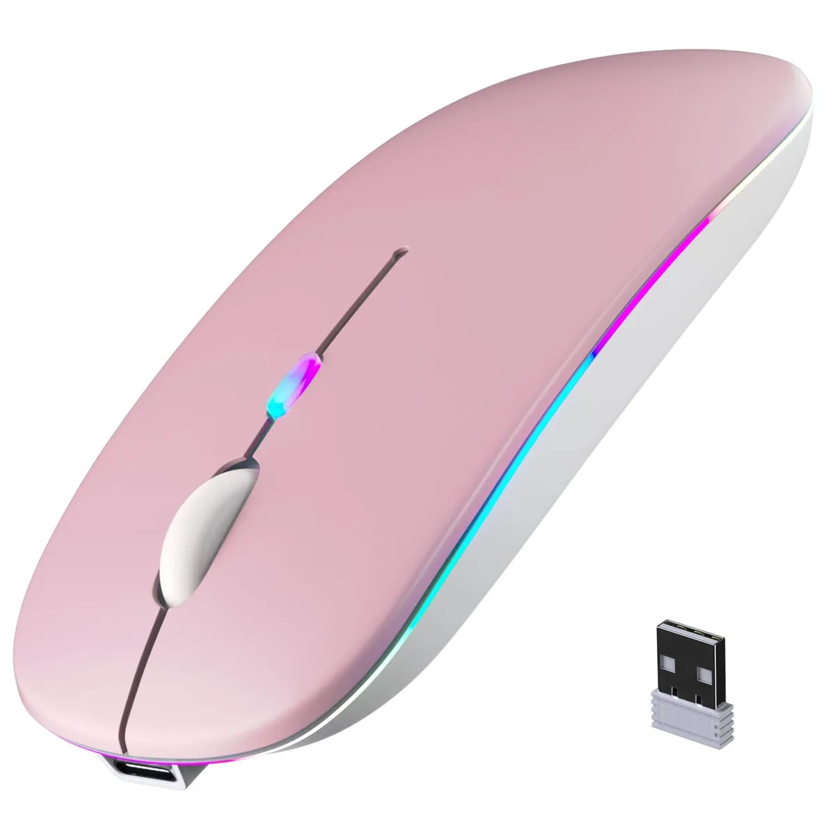Black gaming mouse with 16 buttons, ultra-thin design, LED lighting, rechargeable