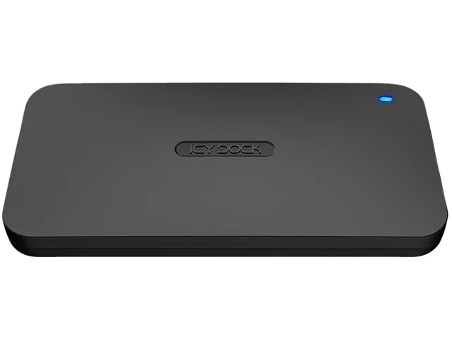 Black ABS plastic M.2 SATA enclosure, pocket-size with USB-C cable