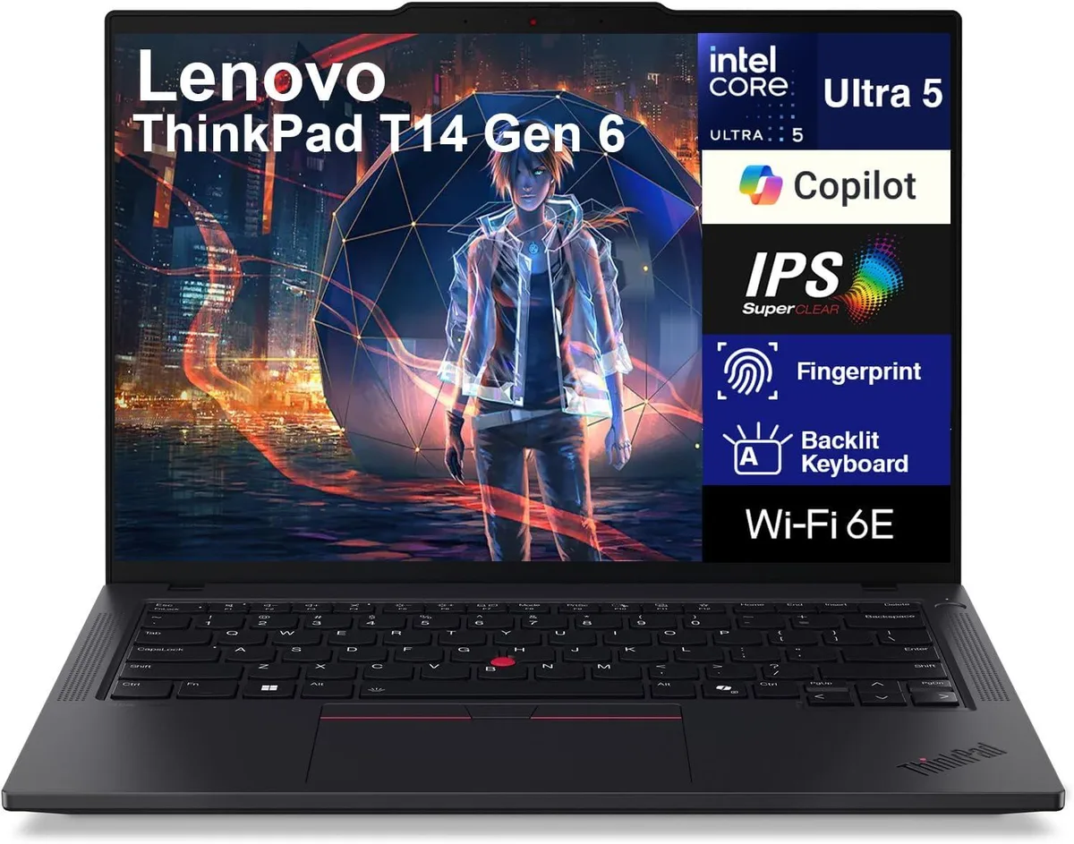 Black 14.0 inch ThinkPad T14 laptop closed lid matte finish