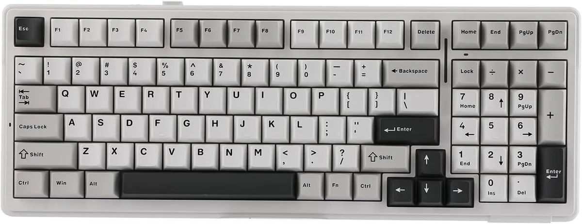BFKK BFKK F99 96% 99-Key Gasket Wireless Mechanical Gaming Keyboard White Grey Graywood V3 Switch — produktbild