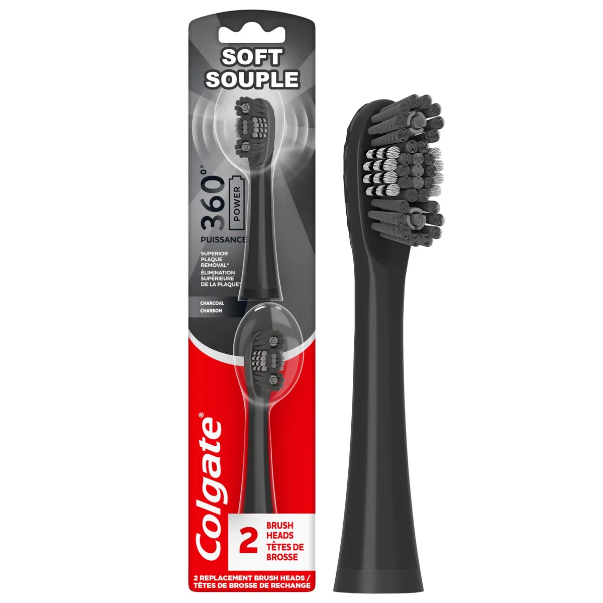  Colgate 61012109 360 Battery Powered Replacement Heads, Black, 2 Pack — 제품 사진