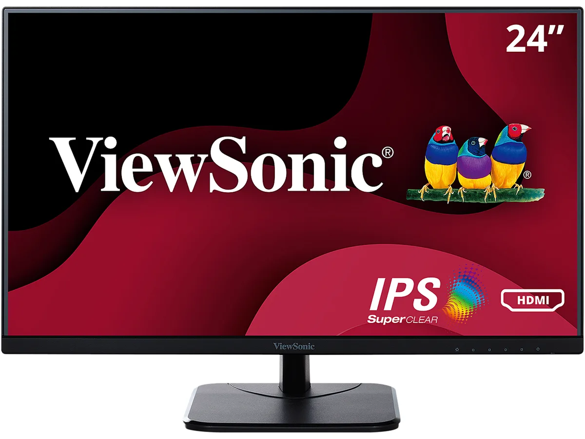 Black 24 inch frameless IPS monitor with anti-glare flat screen and thin bezels