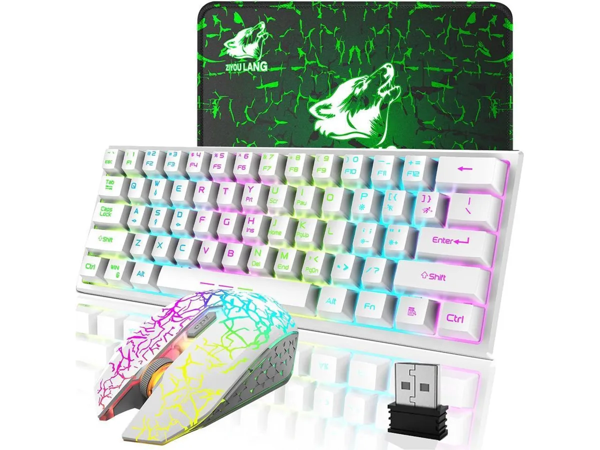 KEHIPI KEHIPI Wireless Gaming Keyboard and Mouse Combo White 61 Key 2.4G 3000mAh 1000mAh — fotografia produktu