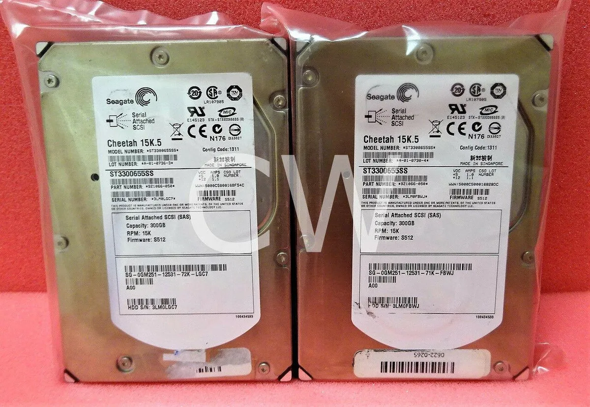 Two bare 3.5in SAS hard drives silver metal finish