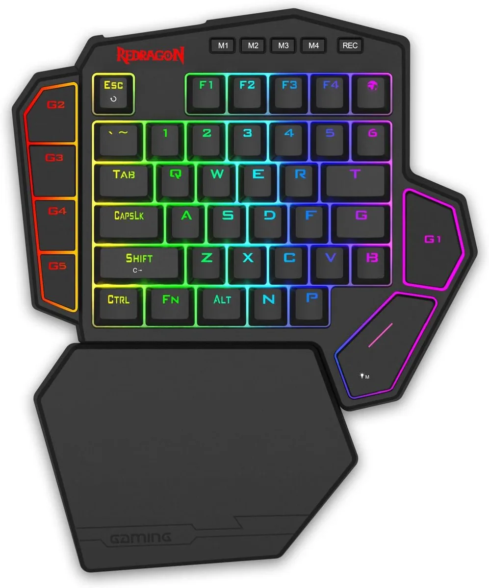 One-handed mechanical keyboard with floating key design and detachable wrist rest