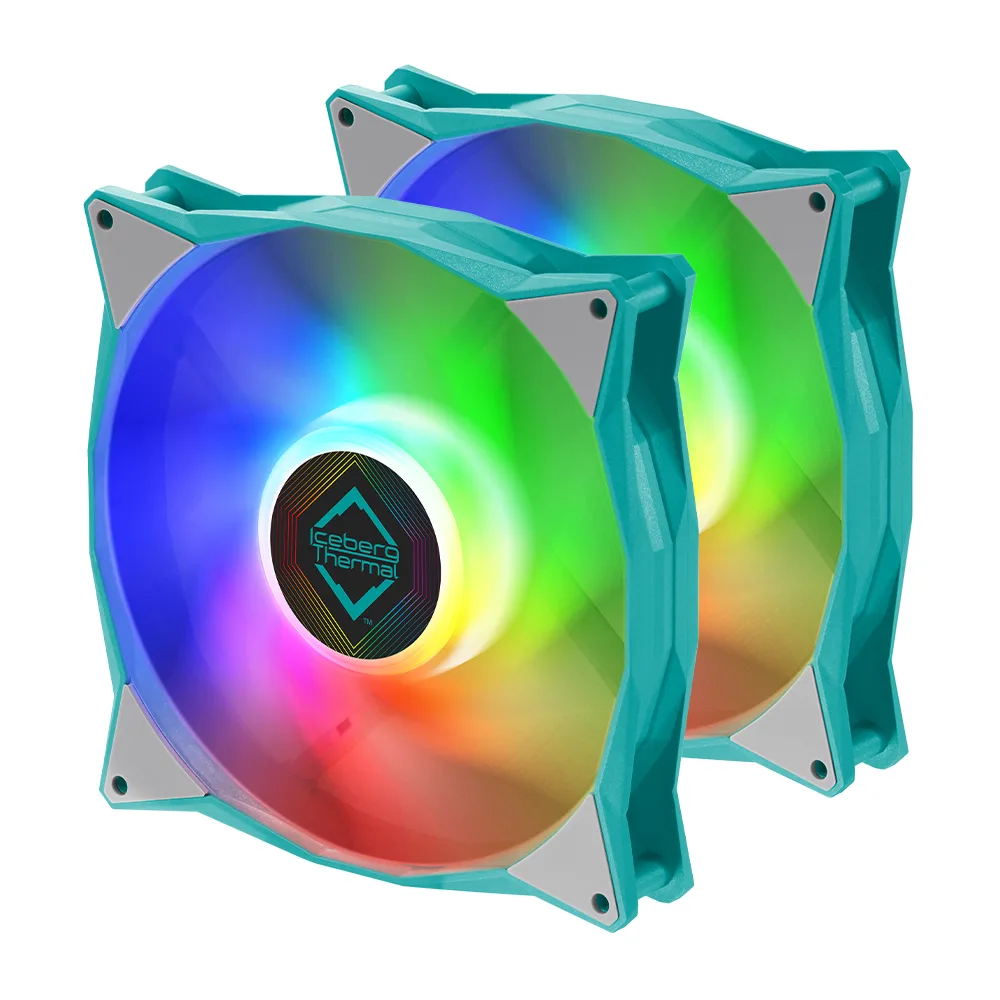 Iceberg Thermal Inc Iceberg Thermal Inc IceGALE ARGB 140mm PWM Case Fan 2-Pack Teal — productfoto