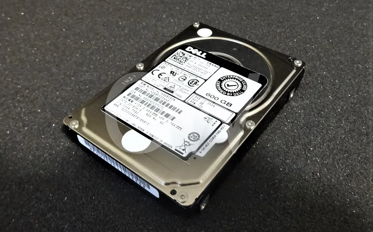 Silver 2.5 inch SAS hard drive with green circuit board visible