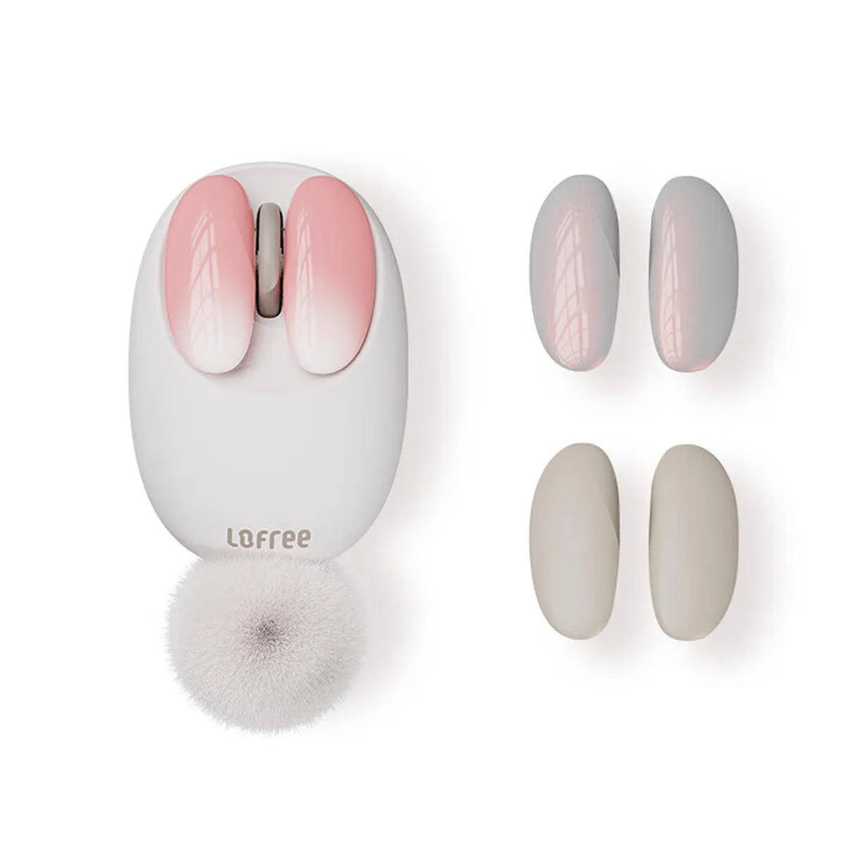 Small pink wireless mouse with rose design, matte finish, 93.5 x 64 x 38.3 mm, 85g