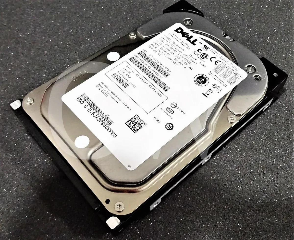 Silver 3.5-inch SAS hard drive with Dell label