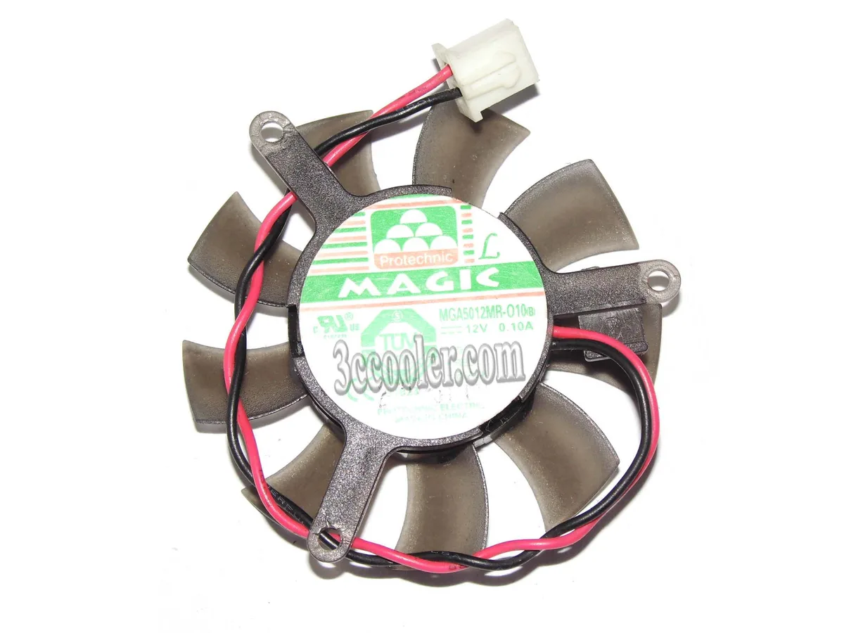 Small black VGA cooling fan with two wires and a 2-pin connector