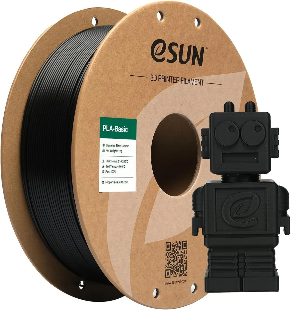 eSUN eSUN PLA Basic Filament 1.75mm 1KG Black 3d printers accessory — foto del producto
