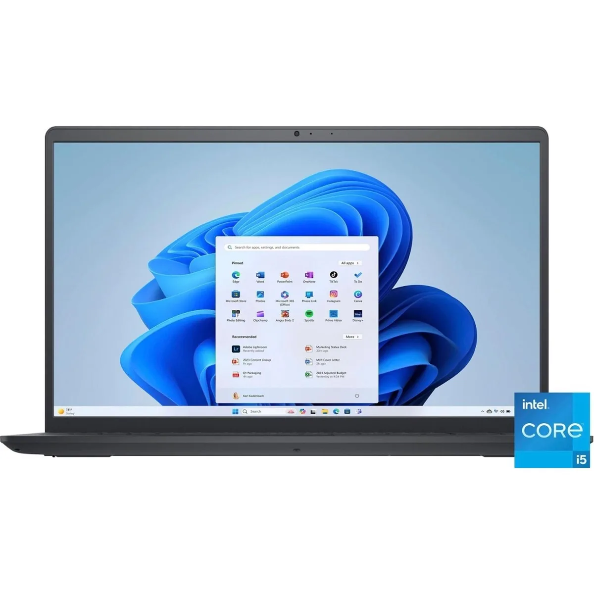 Gray Dell Inspiron 15 3520 laptop with 15.6 inch touchscreen display