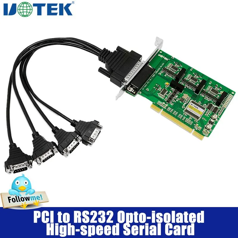 UOTEK UOTEK UT-764I 4-Port RS232 PCI Serial Card Optical Isolation DB9 — ภาพสินค้า