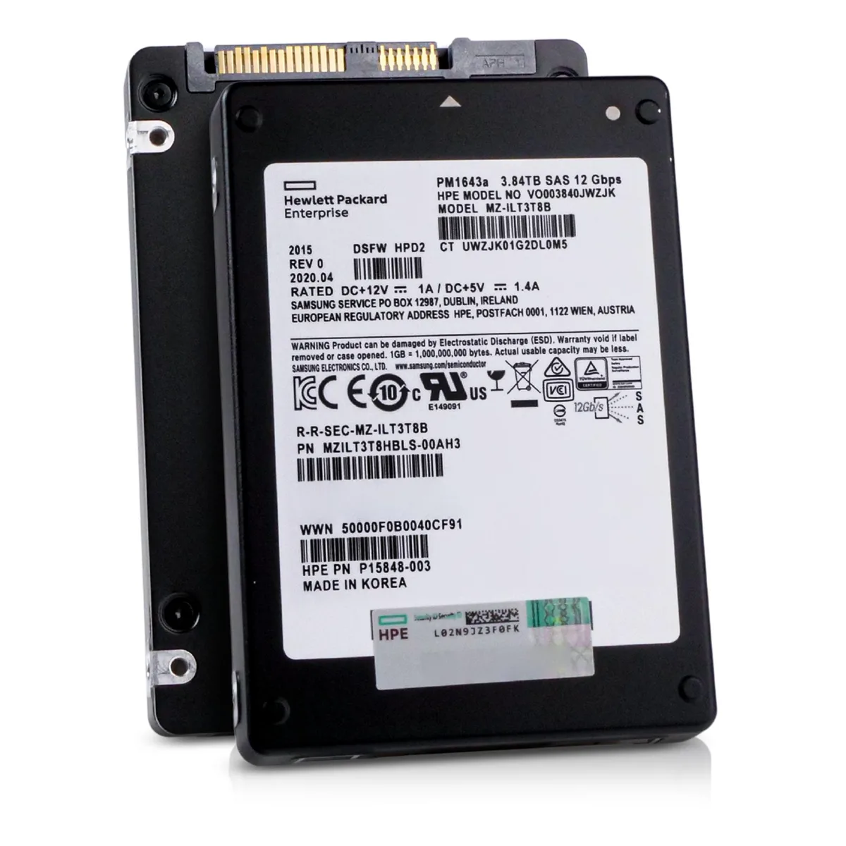 HP HP PM1643a MZILT3T8HBLS 3.84TB SAS 12Gb/s 2.5in enterprise SSD — fotografia produktu