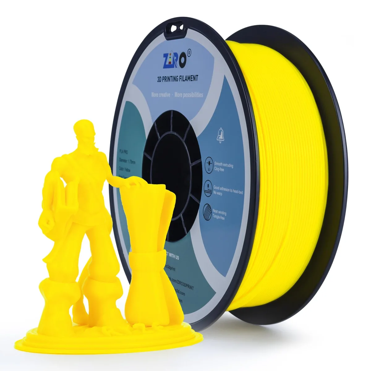 Ziro 3D Ziro 3D PLA PRO Filament 1.75mm 1kg Yellow — 商品照片