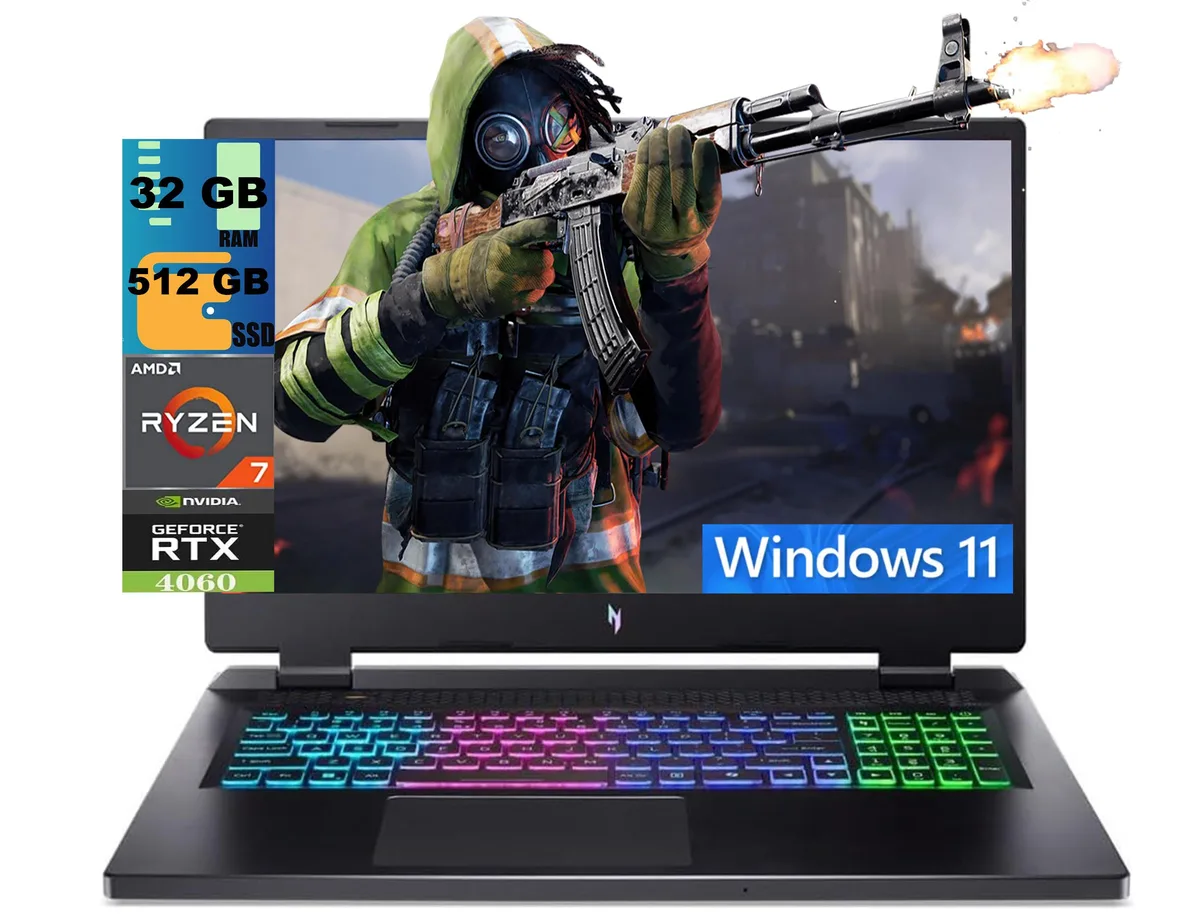 Acer America Acer Nitro 17 gaming laptop Ryzen 7 8845HS RTX 4060 32GB 512GB 17.3 165Hz — product photo