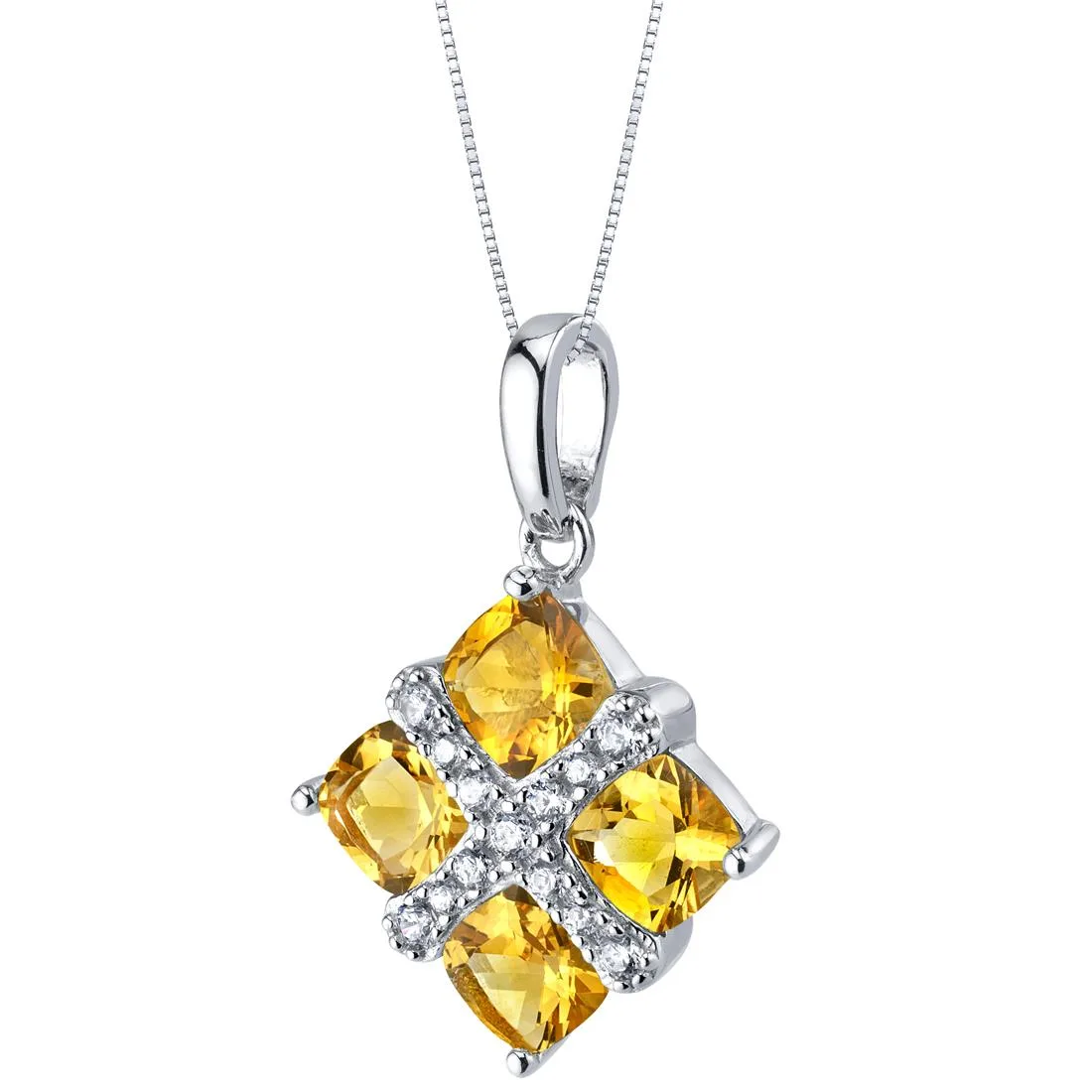 Oravo Oravo Citrine Quad Pendant Necklace Sterling Silver 18" .925 — foto do produto