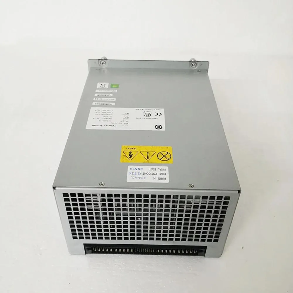 Silver rectangular ATX power supply unit with front grille and rear power socket