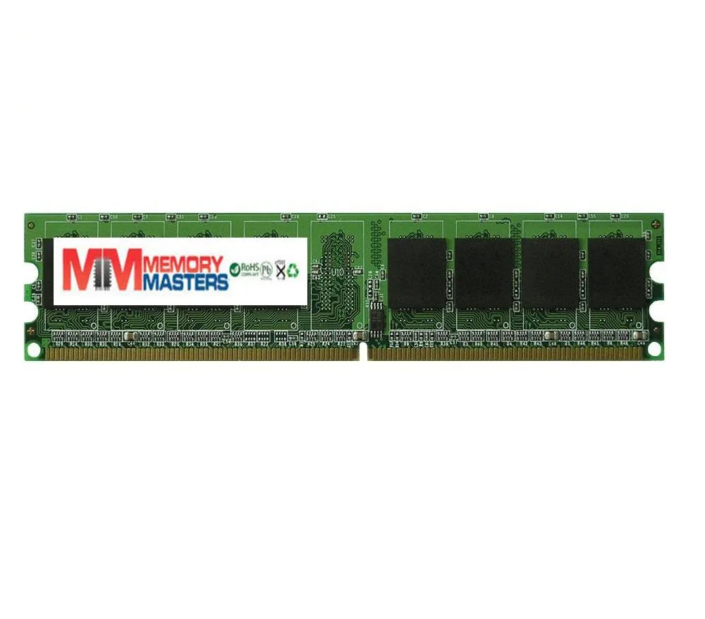 Green rectangular DDR2 DIMM with black chips and gold contacts