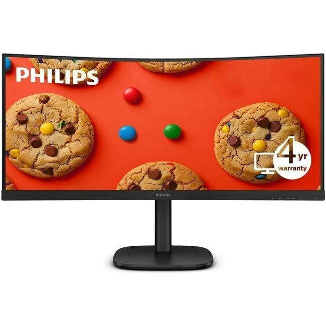 Curved 34-inch ultrawide monitor in black with thin bezels